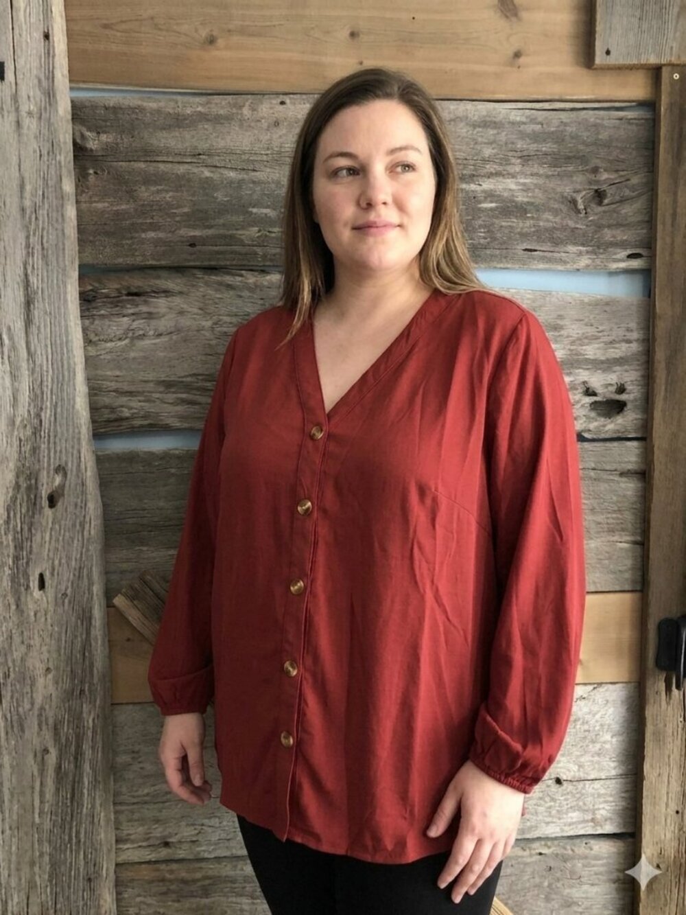 Yoins NWT plus size 1X burgundy button down blouse